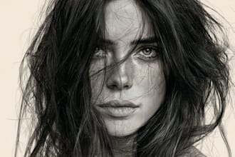 create detailed charcoal pencil sketch artwork for you