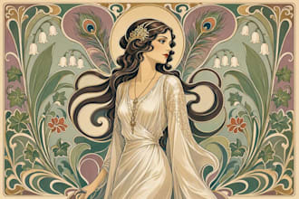create a with art nouveau illustration
