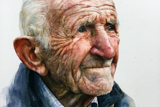 make watercolor portrait of elderly people