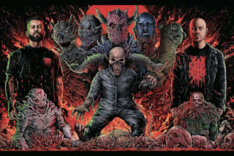 create dark art illustrations for a band or brand