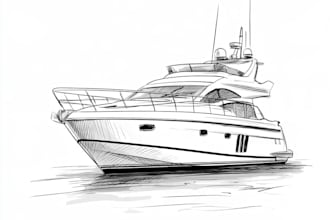 l create line art or illustration of boat, yacht, car, object