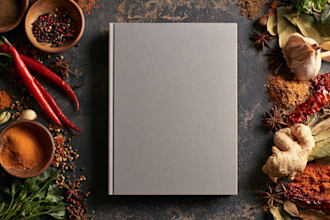illustrate a custom cookbook cover and recipe book cover design