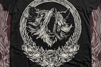create custom linocut vintage t shirt artwork and illustration