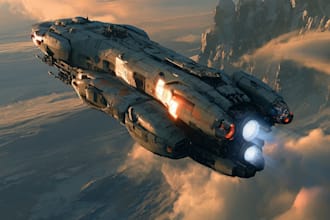 design futuristic spaceship artwork for you