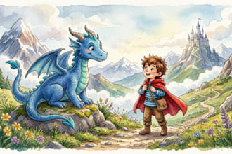 create watercolor children book illustration for kids story book, children story