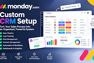 monday com CRM setup, sales pipeline, lead tracking, deal management, sales data