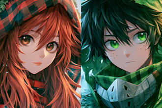illustrate anime couple portraits