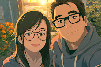 create anime couple art