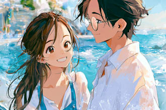 make cute anime couple art