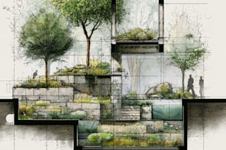 create a landscape and urban vector art illustration
