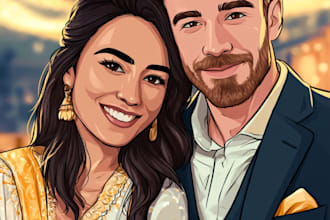 couple portrait wedding portrait illustration