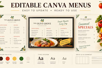 be your ubereats,doordash, food menu and restaurant menu canva design expert