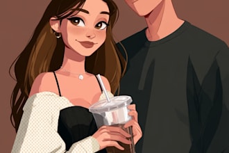 make a disney cartoon illustration