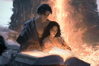 design illustrated romance book cover or ebook cover