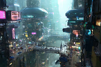 do illustration of futuristic cyberpunk city