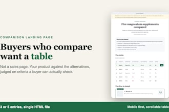 build a product comparison landing page for supplements