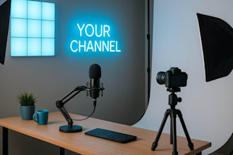 design realistic 3d podcast room, recording studio, and content creation room