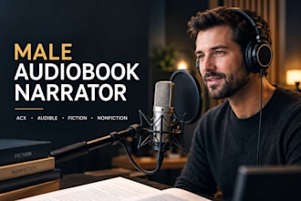 be your male audiobook narrator, english male voice over for acx and audible
