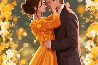 couple portrait wedding portrait illustration