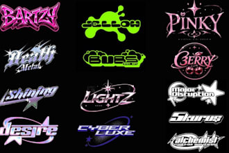 design a unique y2k logo, retro futuristic and 2000s style