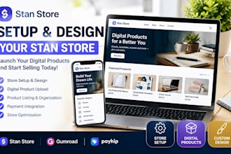 setup and design your stan store and upload digital products
