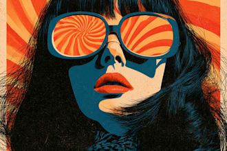 vintage retro style poster psychedelic illustration