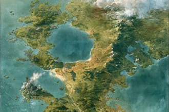 draw a fantasy map with digital watercolours