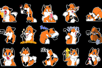 draw custom furry telegram stickers crypto animated fursona discord stickers