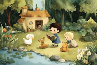 create fun and colorful kids book illustrations