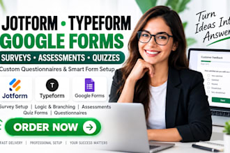 setup jotform, typeform, survey, assessments, quiz, google forms questionnaires