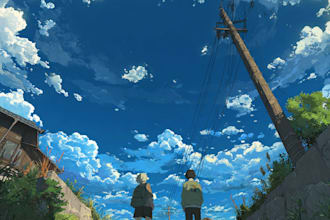 draw detailed anime cg scene art with full background