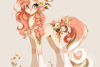 draw a colorful custom pony character