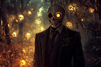 create a terrifying horror character illustration