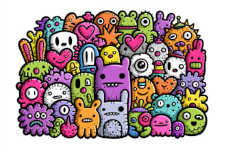 create cute doodles, illustration, sticker design