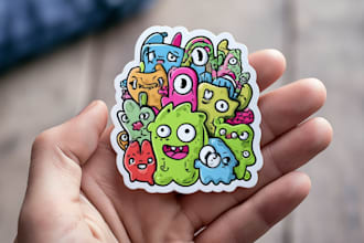 create custom cute stickers, doodles and icons