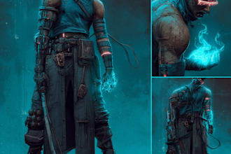 design fantasy and cyberpunk character