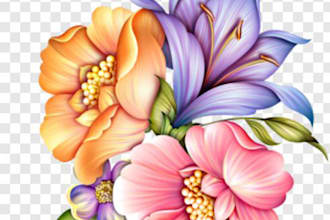 create digital botanical watercolor clipart of flowers