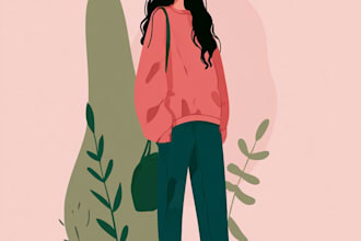 create a clean and modern flat character illustration