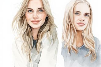 minimalist watercolor portraits from your photos