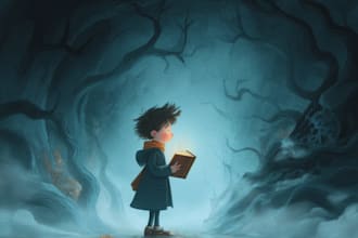 illustrate a magical and whimsical children book cover