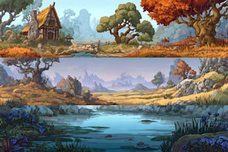 illustrate magical fantasy landscapes for games and books