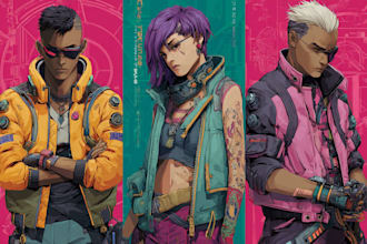 design anime character , cyberpunk character