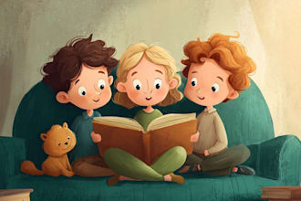 draw children book illustration and storybook cover