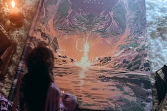 design a dark fantasy book cover with dragons, castles and mysterious atmosphere