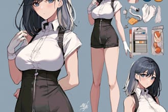 draw anime character sheet for you