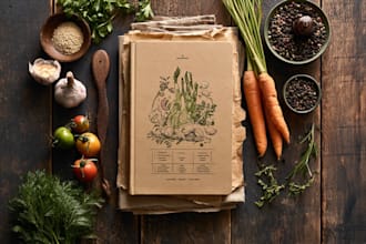 create an unique cookbook cover and recipe book cover design