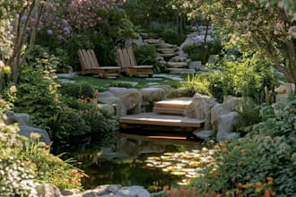 design peaceful zen garden concepts, koi pond landscapes, and relaxation spaces