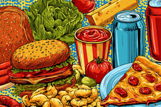 food pop art illustrations