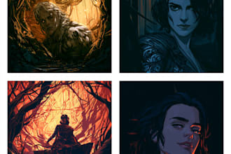 create cinematic fantasy character illustrations