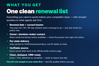 provide US trucking insurance leads, carrier renewal list by state